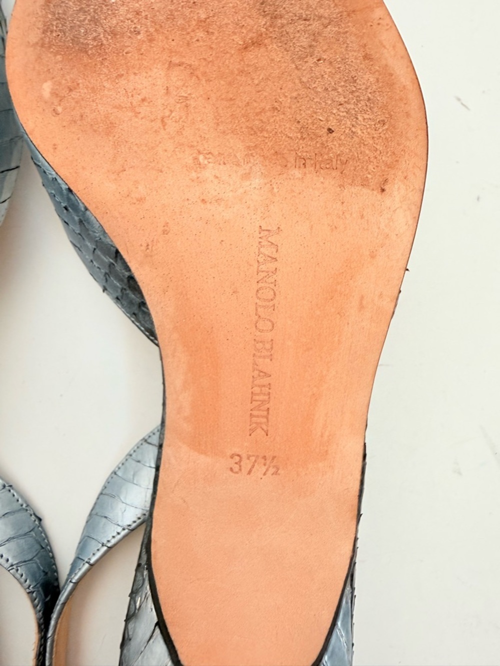 Manolo Blahnik Archive Python Slingback Heels Filigree Crystal Buckle EU 37.5 - Picture 9 of 10